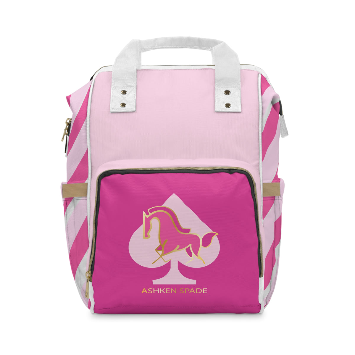 Pink Unicorn Diaper Backpack – Multifunctional Baby Changing Bag with Spade Logo