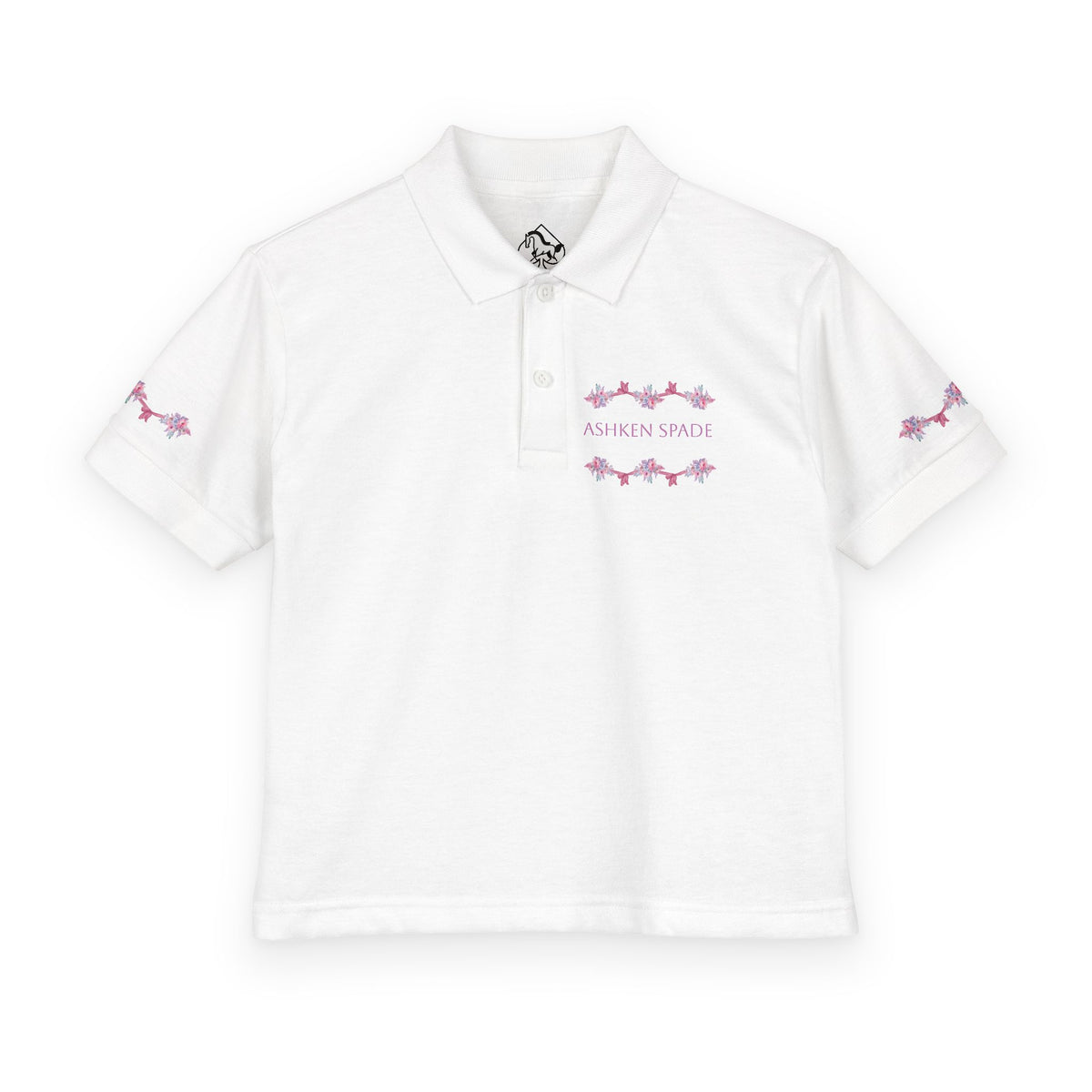 Youth Polo Shirt - Pink Floral Ribbon