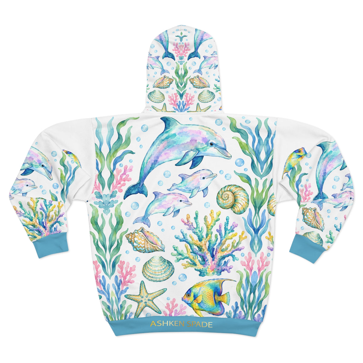 White Coral Reef Dolphins & Seashells