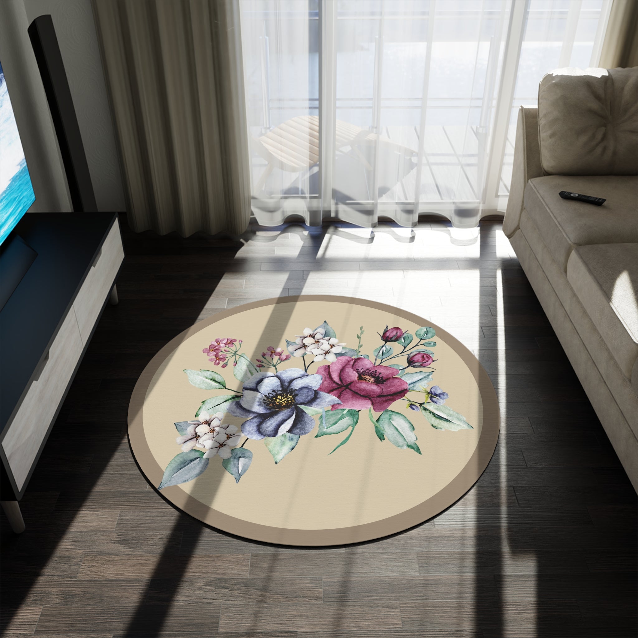 Copy of Floral Watercolor Round Rug