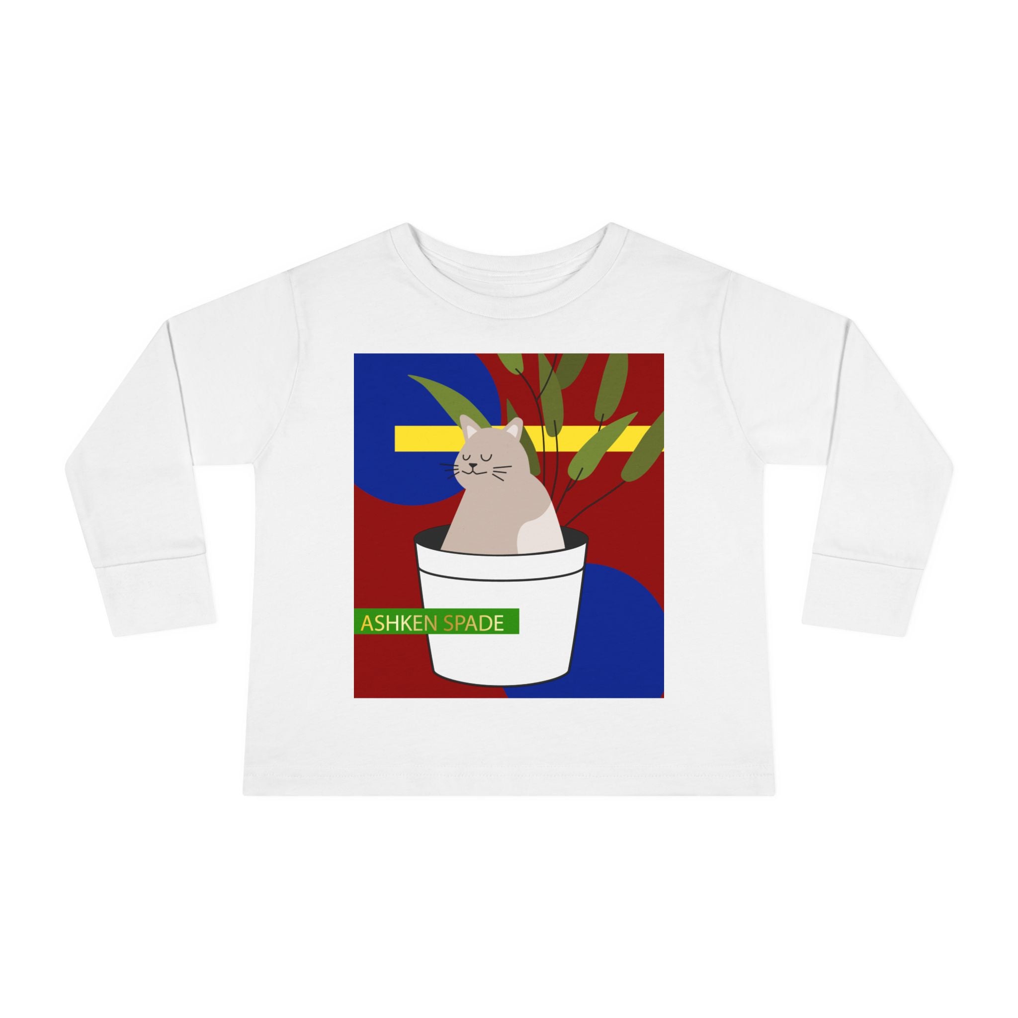 Toddler Tee — 'Ashken Spade' Cat Plant Graphic Long Sleeve