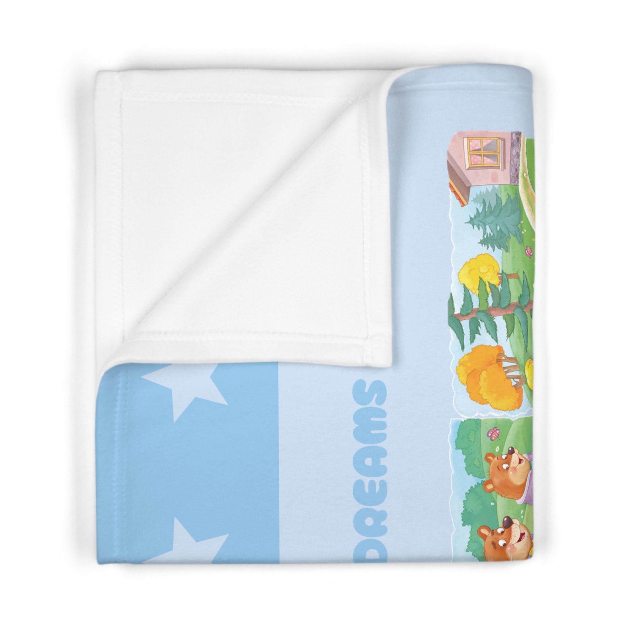 BlueThree Bears Story Fleece Nursery Throw