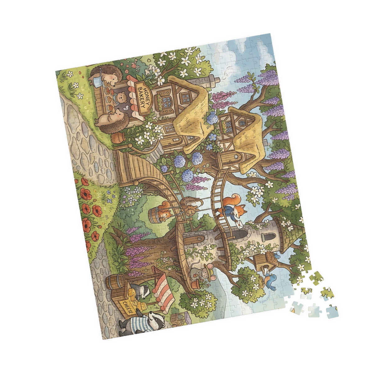 Whimsical Treehouse Village Puzzle — 252/520/1014 pc Scenic Jigsaw for Adults & Kids