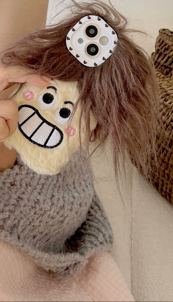 Plush Long Hair Smirk Boy Phone Case