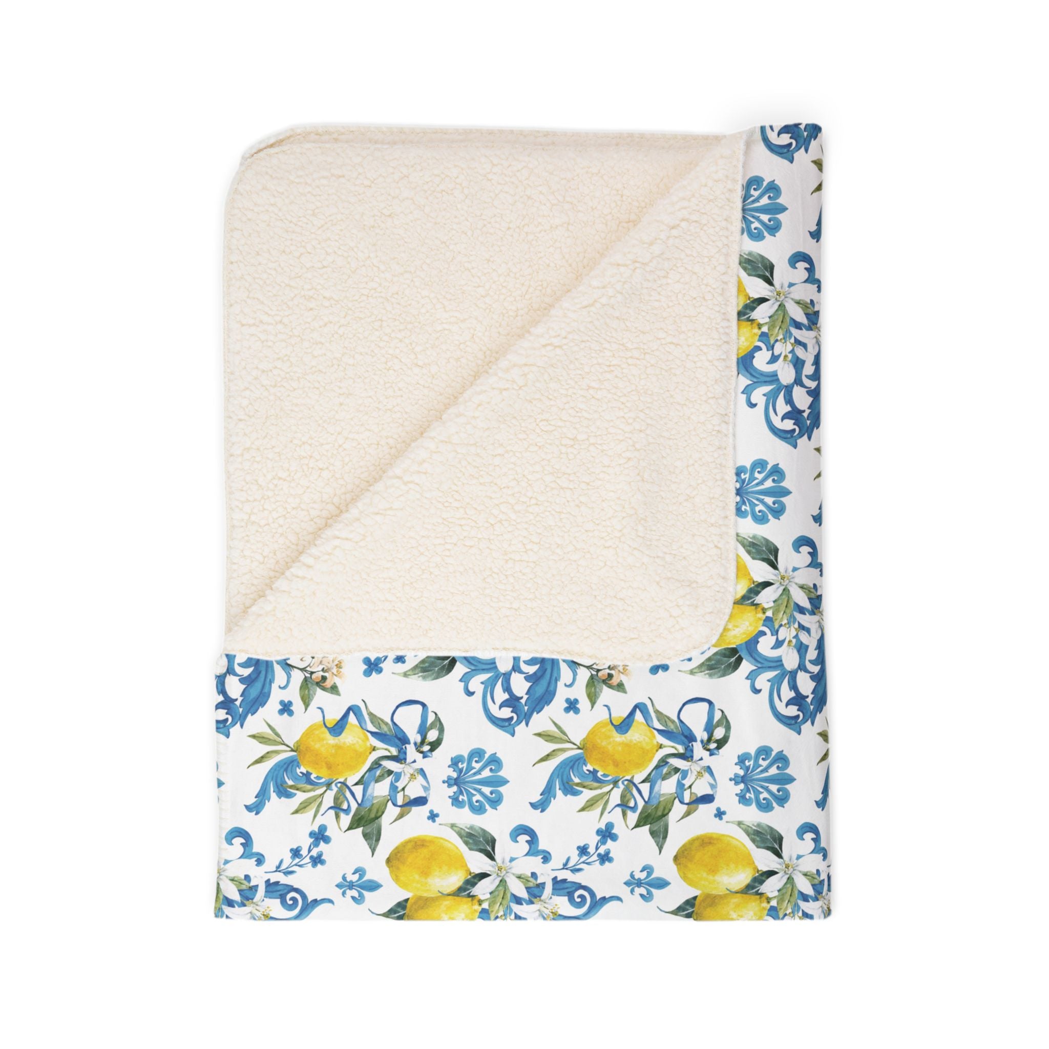 Lemon Blossom Fleece Sherpa Blanket