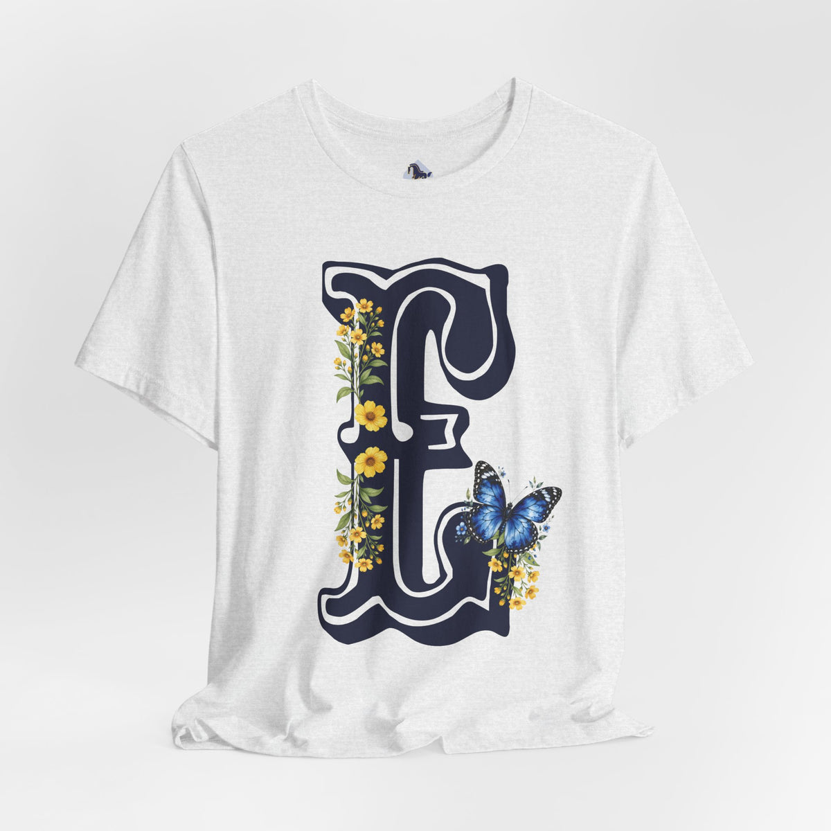 Floral Monogram E Letter T-Shirt