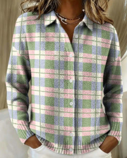 Women's Shirt Lapel Cardigan Top Solid Color