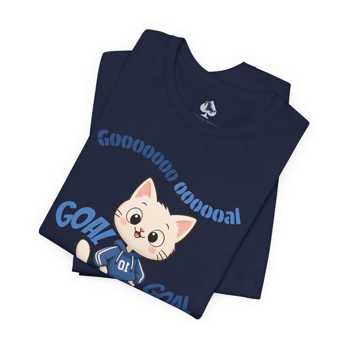 Soccer Cat T-Shirt — Cute 'Goal! Gooooal' Kids & Youth Soccer Tee (Custom Name)