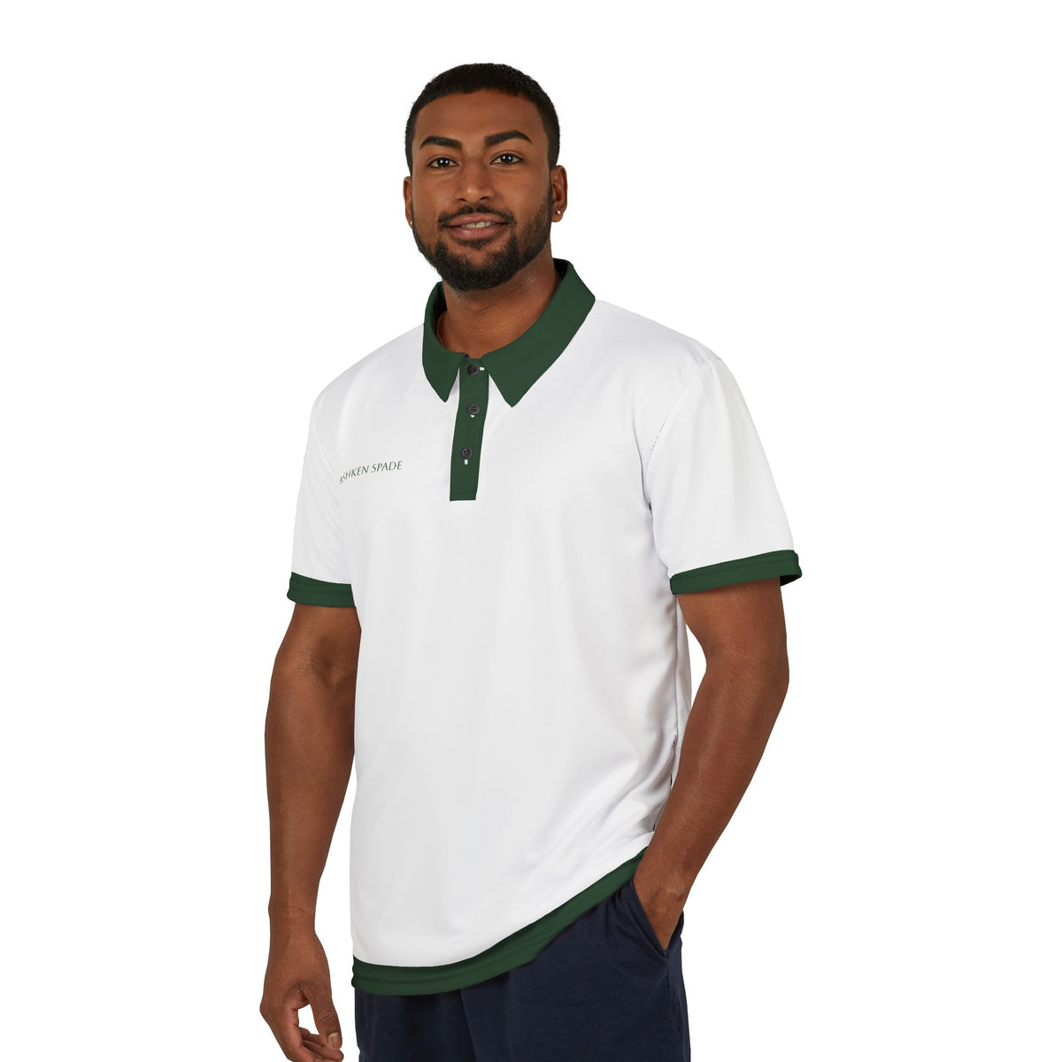 White & Green Trim Polo Shirt