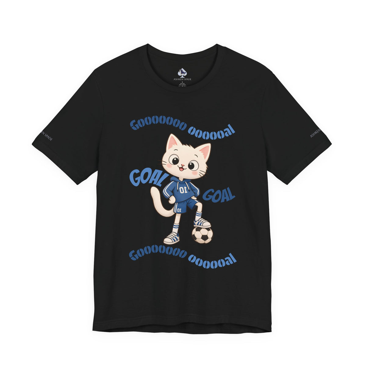 Soccer Cat T-Shirt — Cute 'Goal! Gooooal' Kids & Youth Soccer Tee (Custom Name)