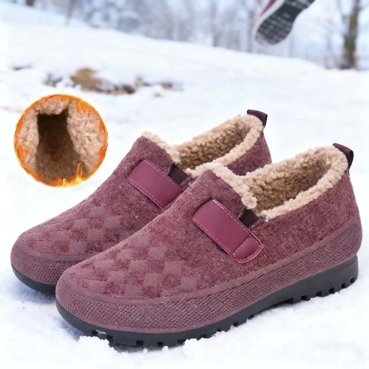 Winter Fleece-lined Old Beijing Cloth Shoes For Women