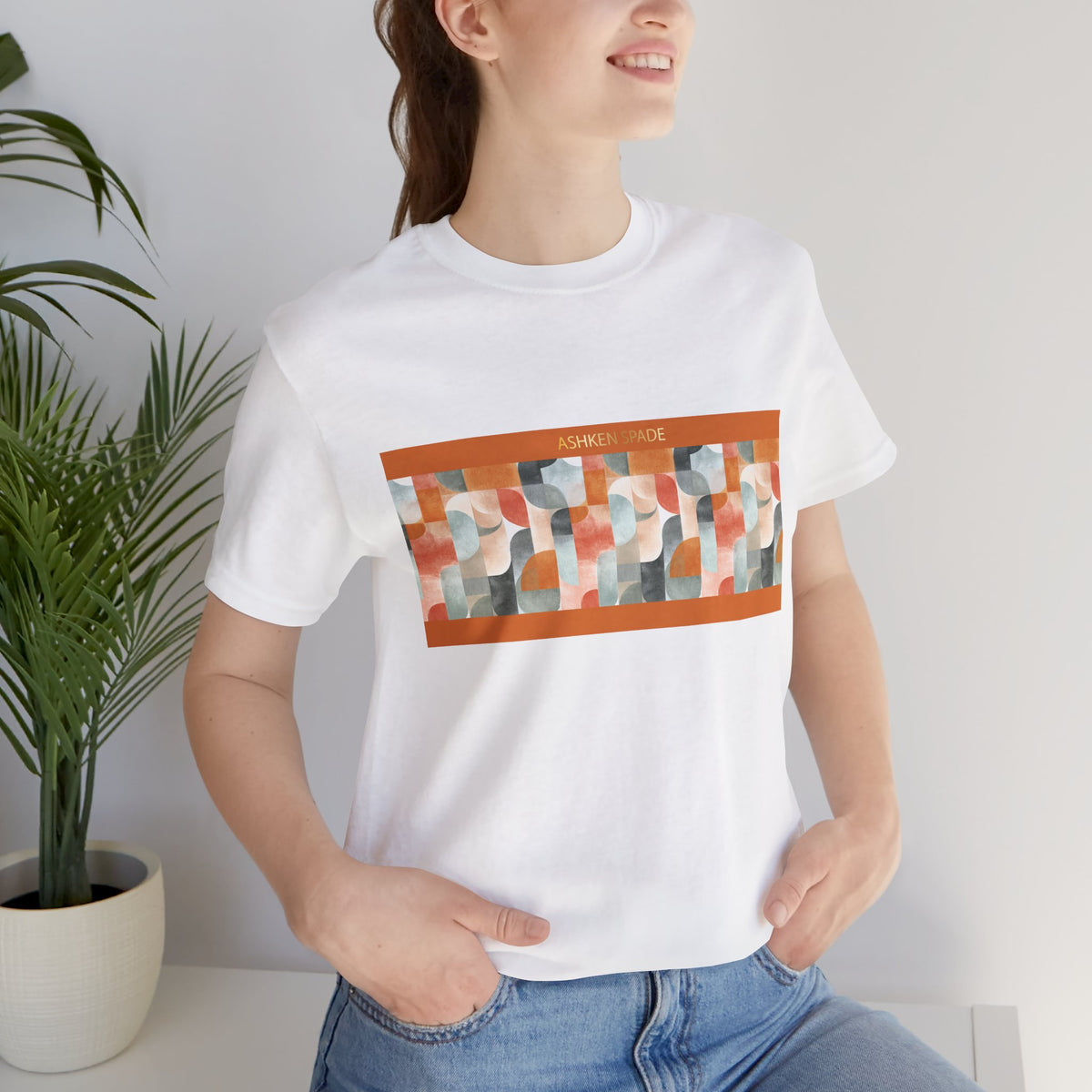 Geometric Orange Retro Strokes T‑Shirt