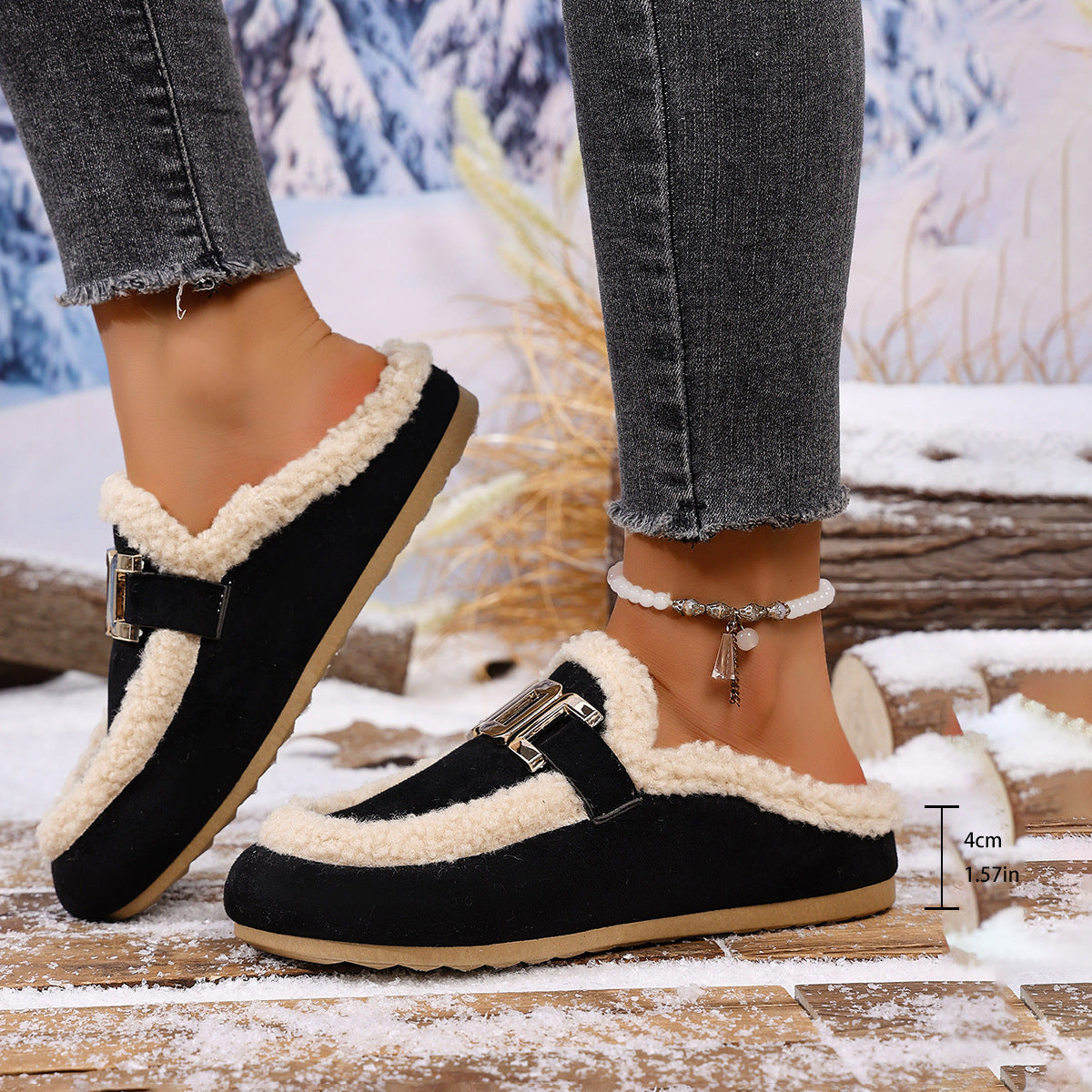 Winter New Birkenstock Closed Toe Fluffy Shoes