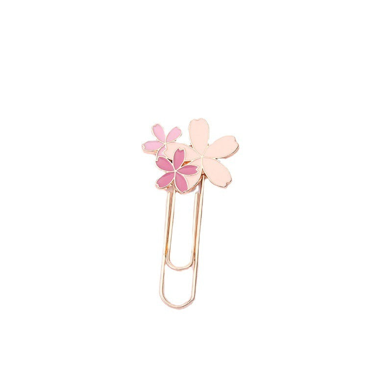 Children Learning Cherry Blossom Shape Paper Clip Bookmark Stationery