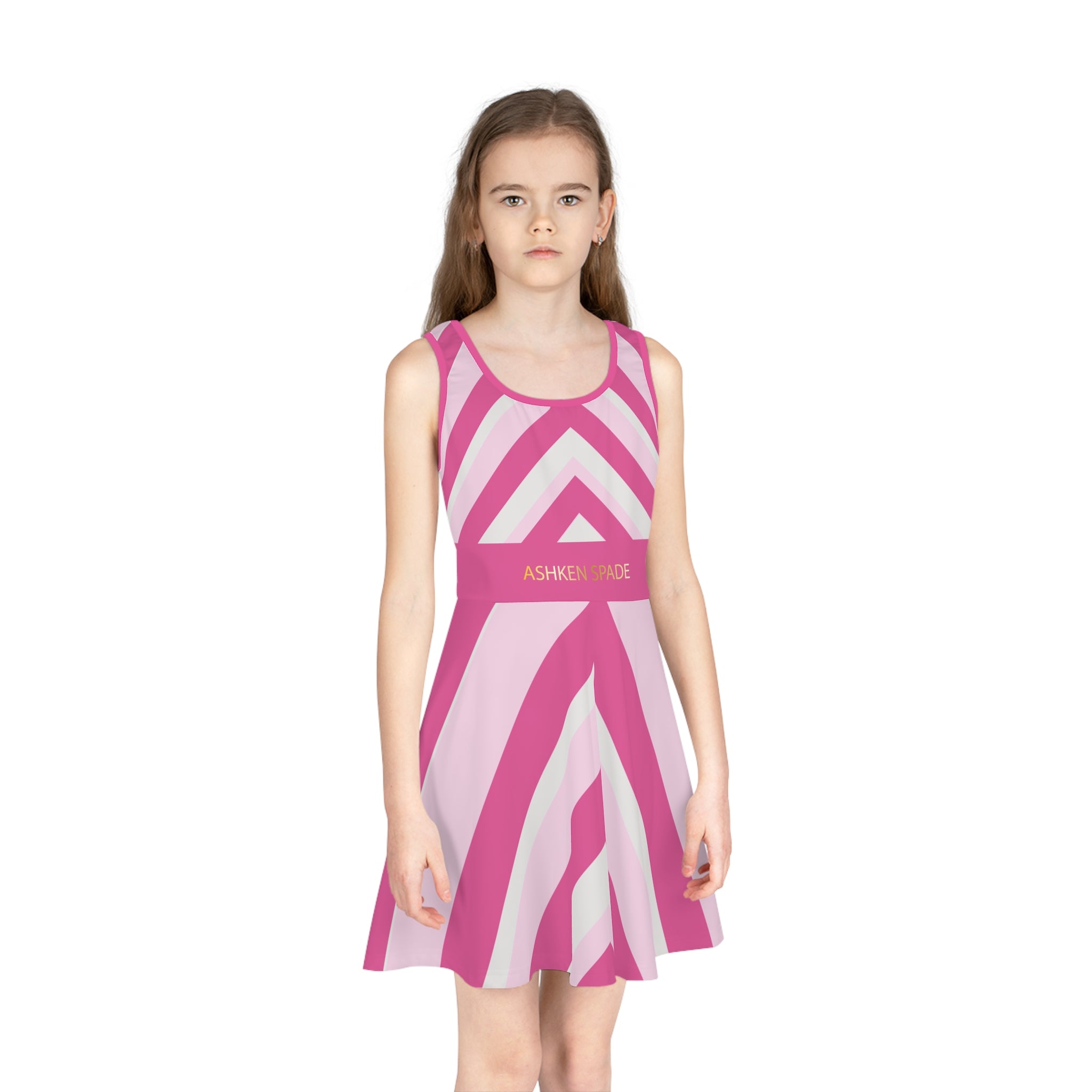 Pink Geometric Chevron Girls' Sundress
