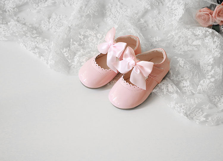 Elegant Bow Leather Girls Shoes