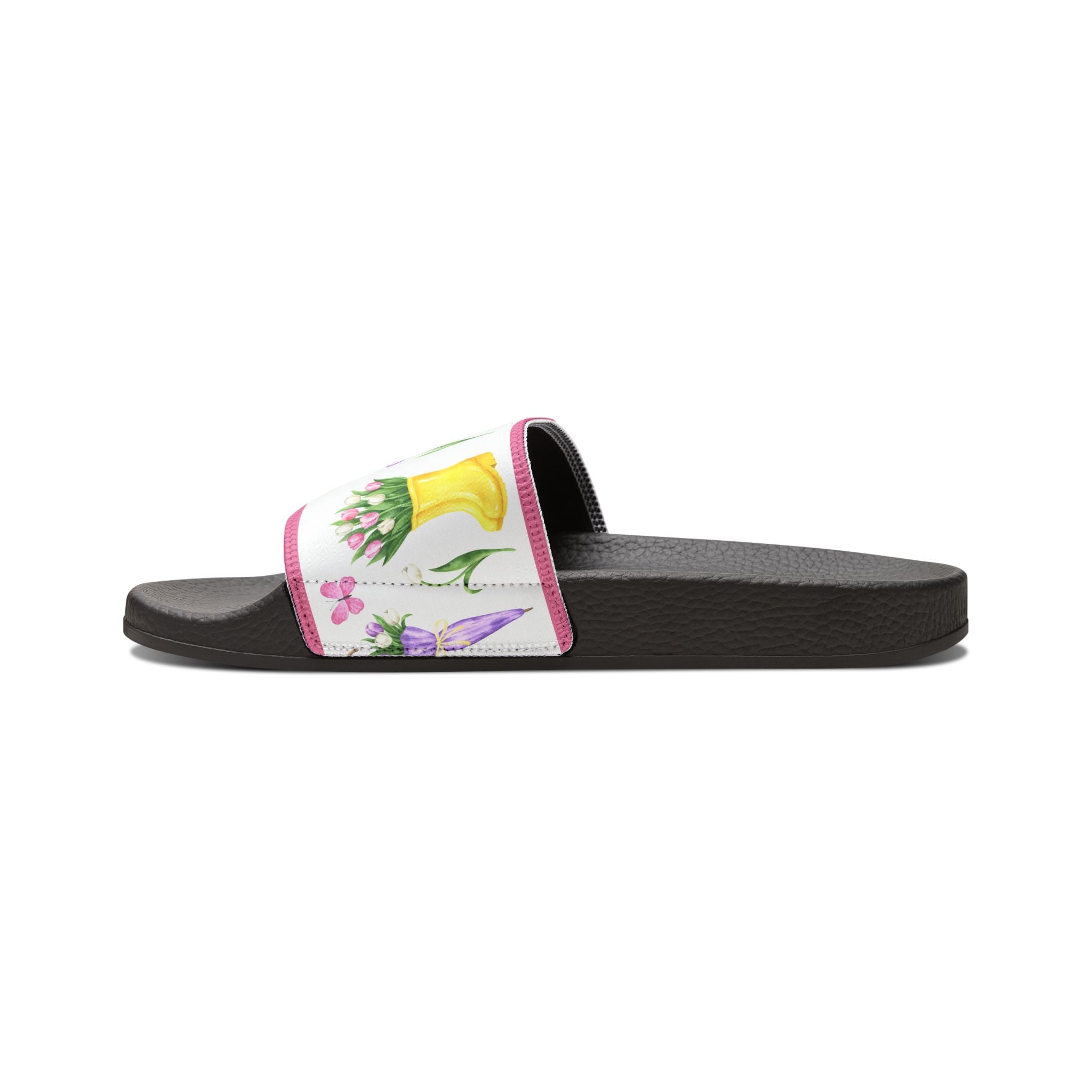 Purple Umbrella with Flower Youth Slide Sandals