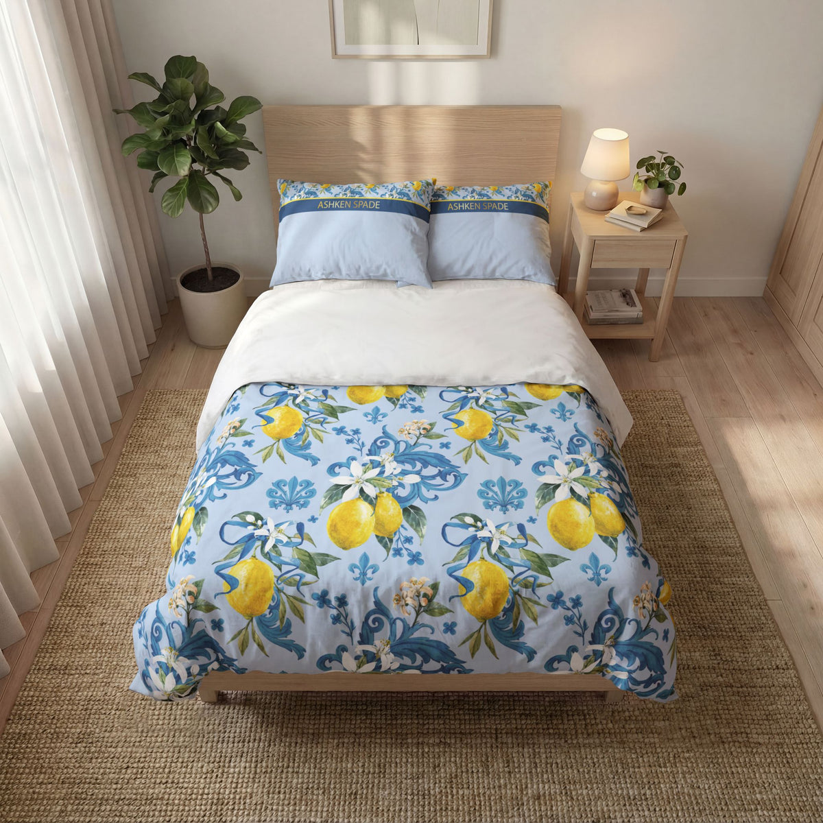Lemon Floral Quilt Cover Set (3-Piece)
