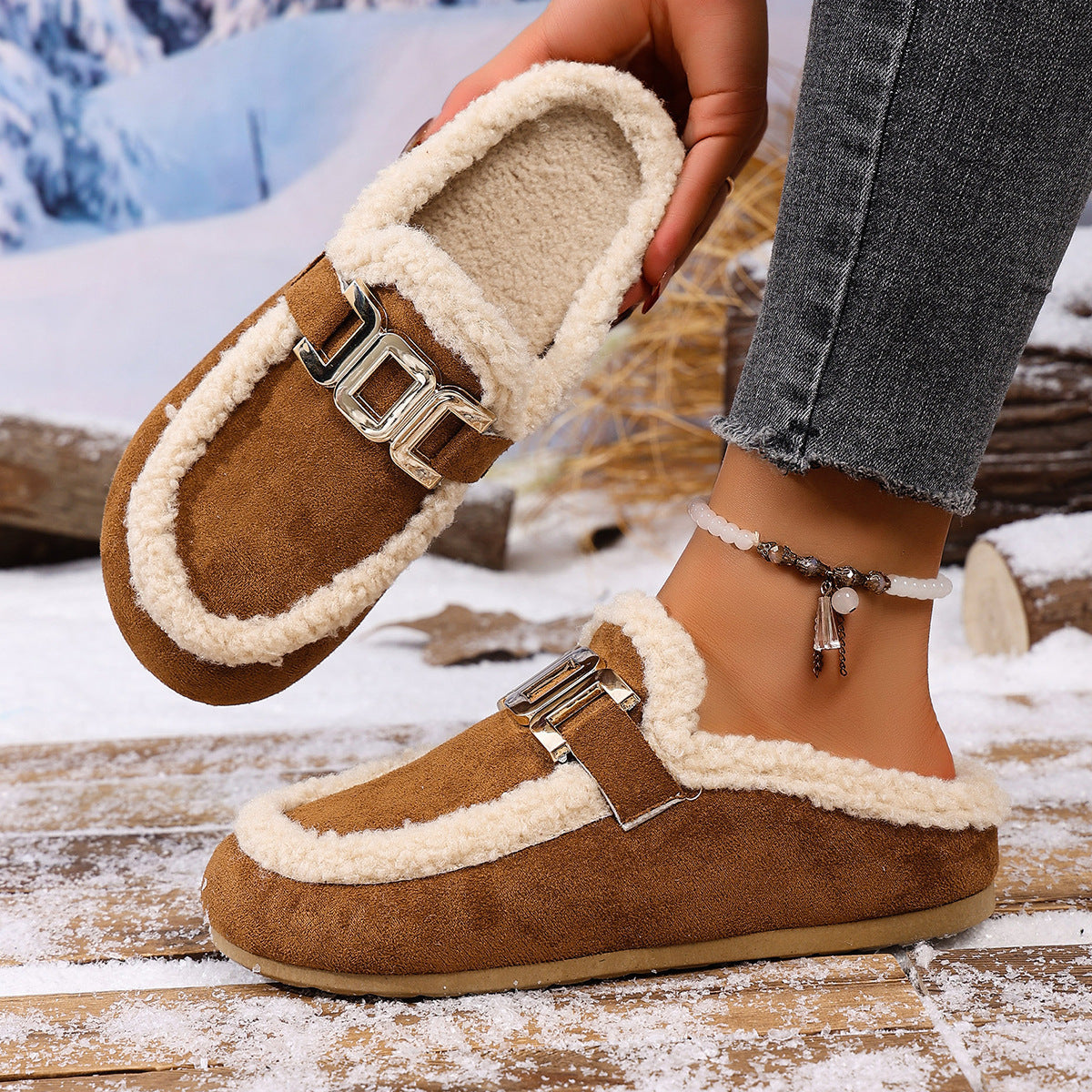 Winter New Birkenstock Closed Toe Fluffy Shoes