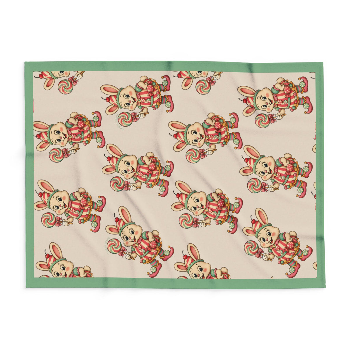 Cute Retro BunBon Character Pattern Fleece Blanket