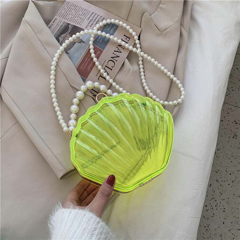 Transparent Shell Bag Box Bag Pearl Female Messenger Shoulder Retro Texture
