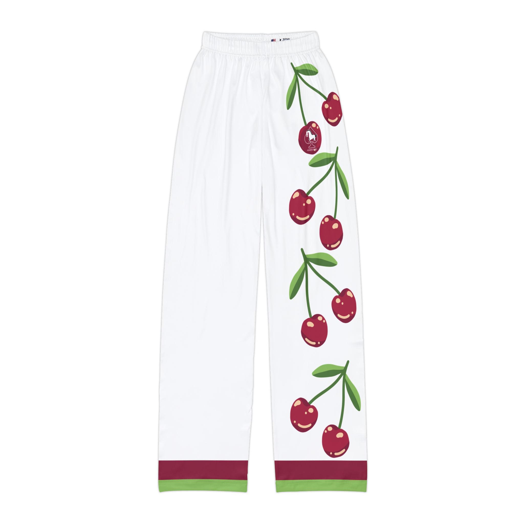 Kids Cherry Lounge Pants — White AOP Cozy Playroom & Sleepwear