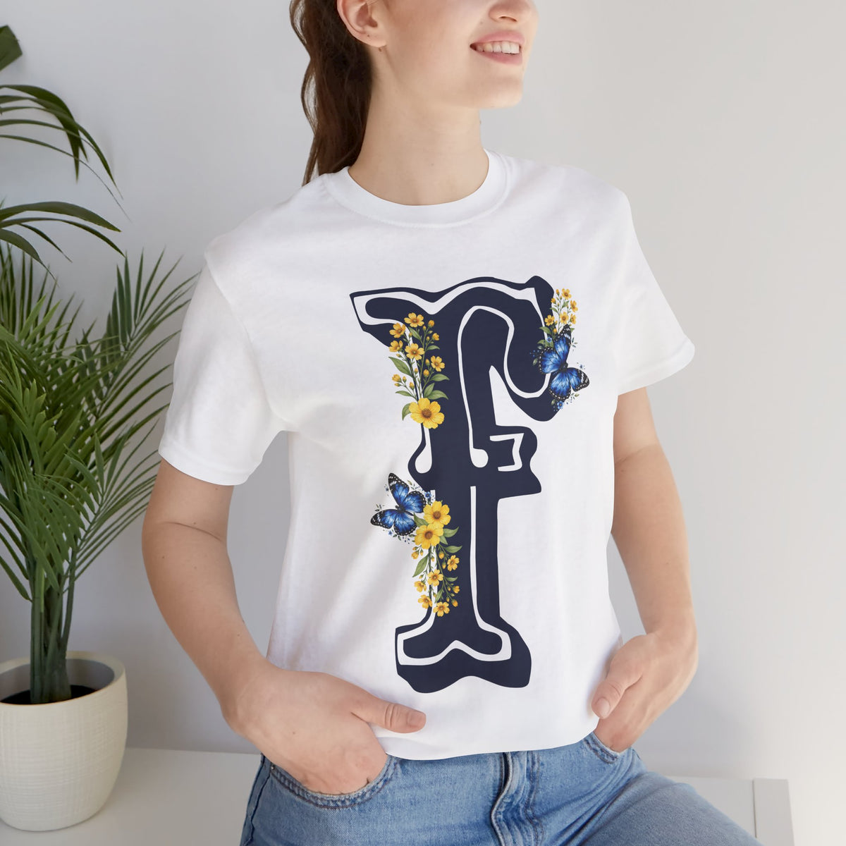 Floral Letter F Monogram T-Shirt