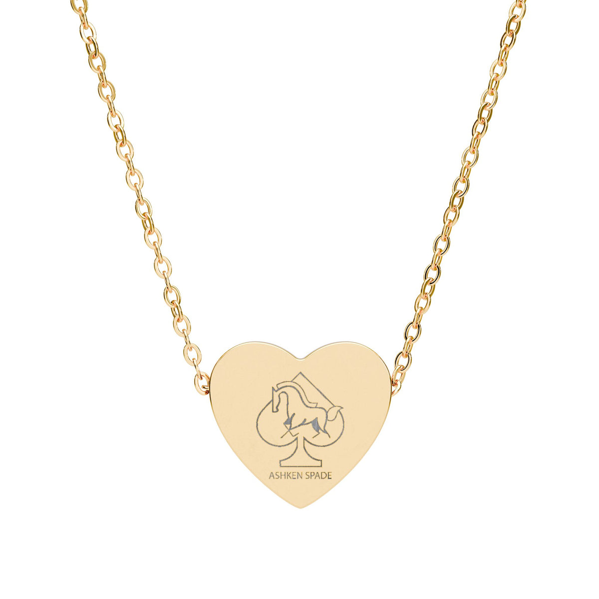 ASHKEN Spade Engraved Heart Necklace
