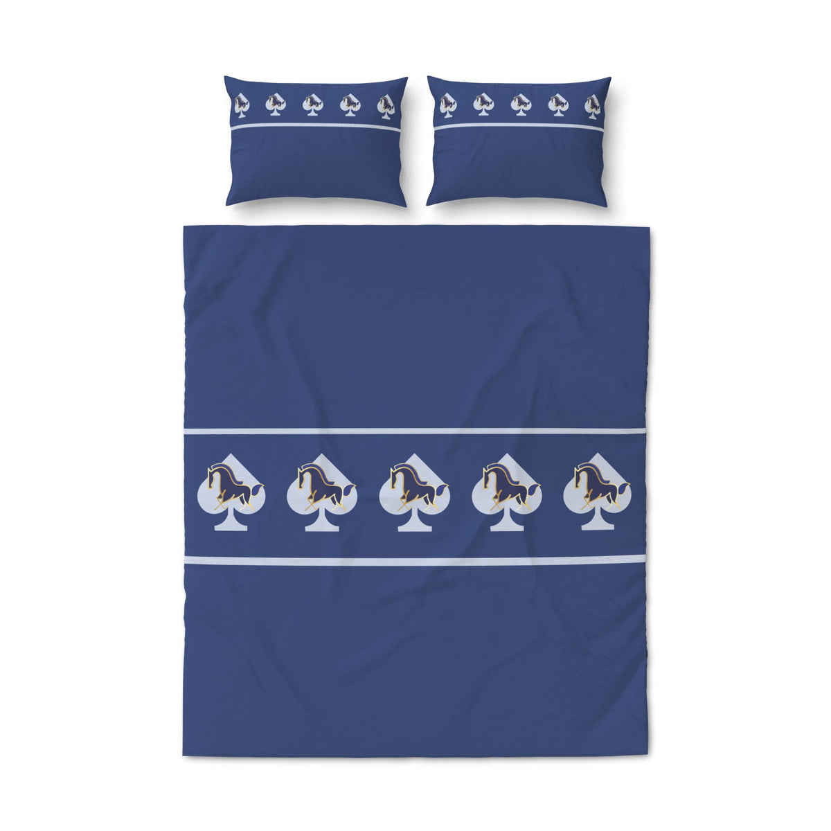 Navy Ashken Spade Pattern Quilt Cover Set