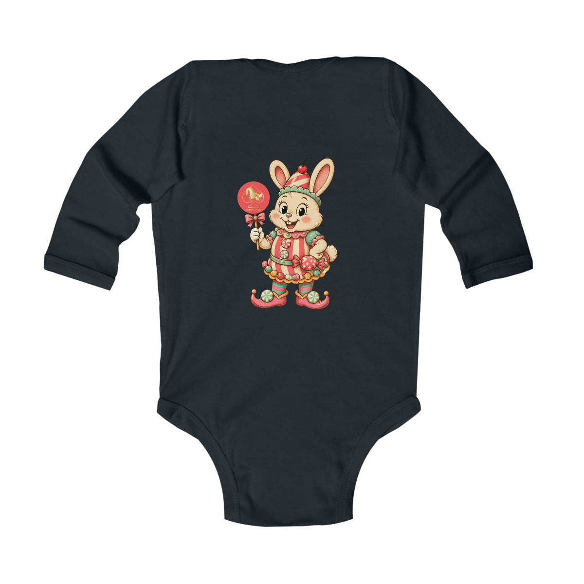 Cute Floral Bear Long-Sleeve Baby Bodysuit