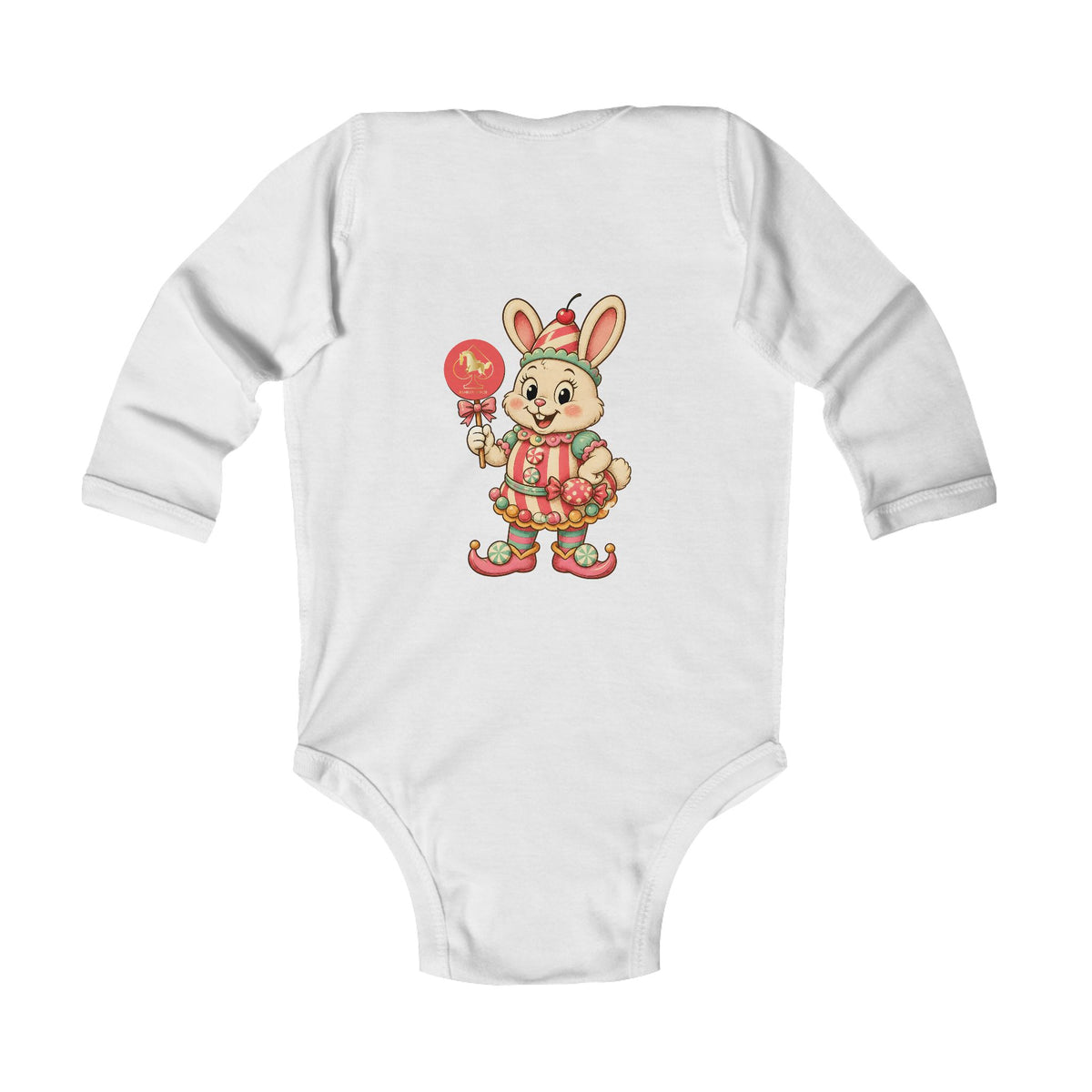 Cute Floral Bear Long-Sleeve Baby Bodysuit