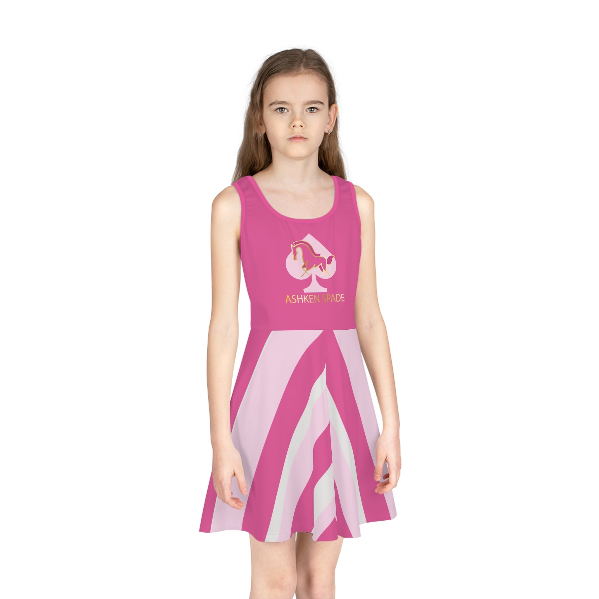 Pink Geometric Chevron Girls' Sundress