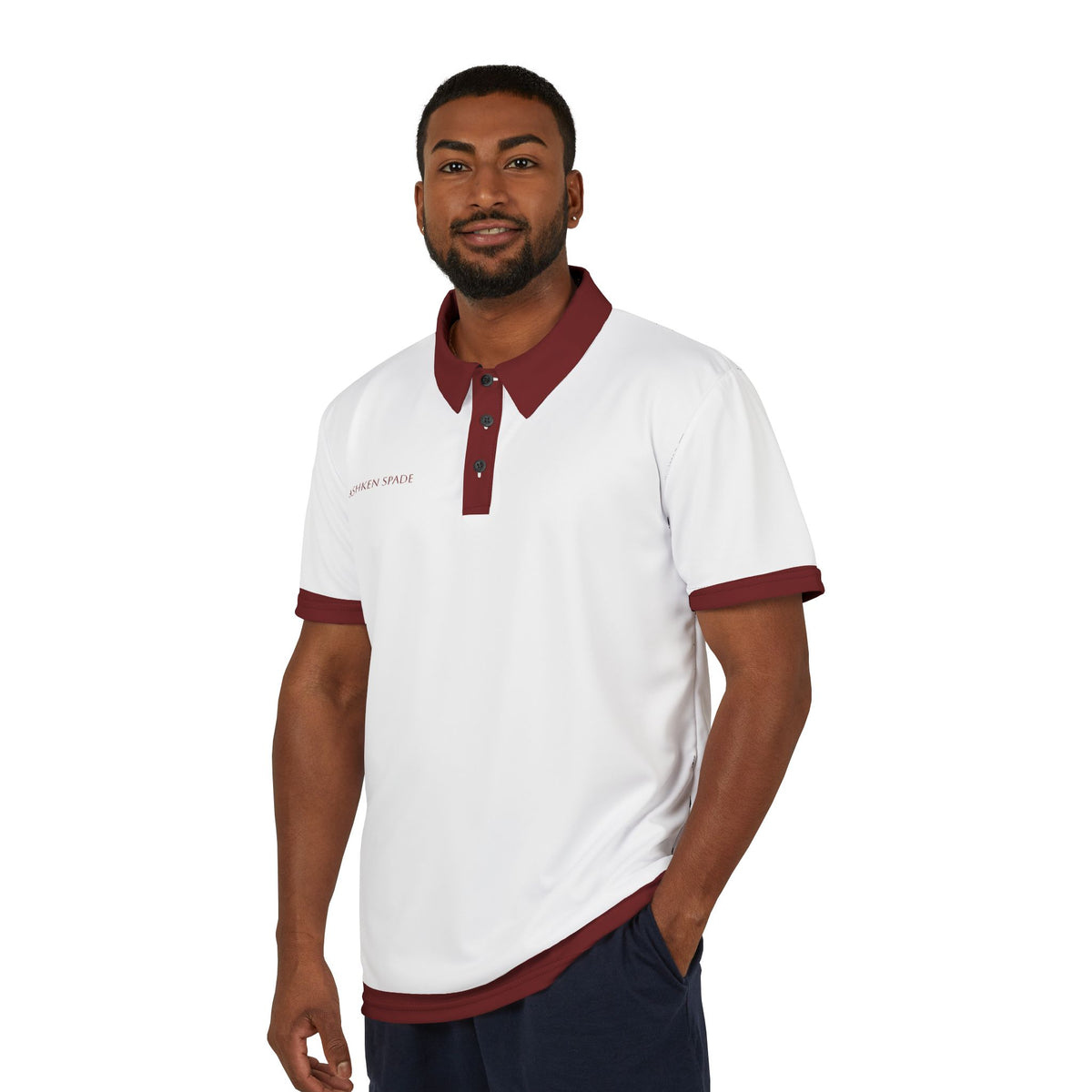 Ashken Spade White & Burgundy Polo Shirt
