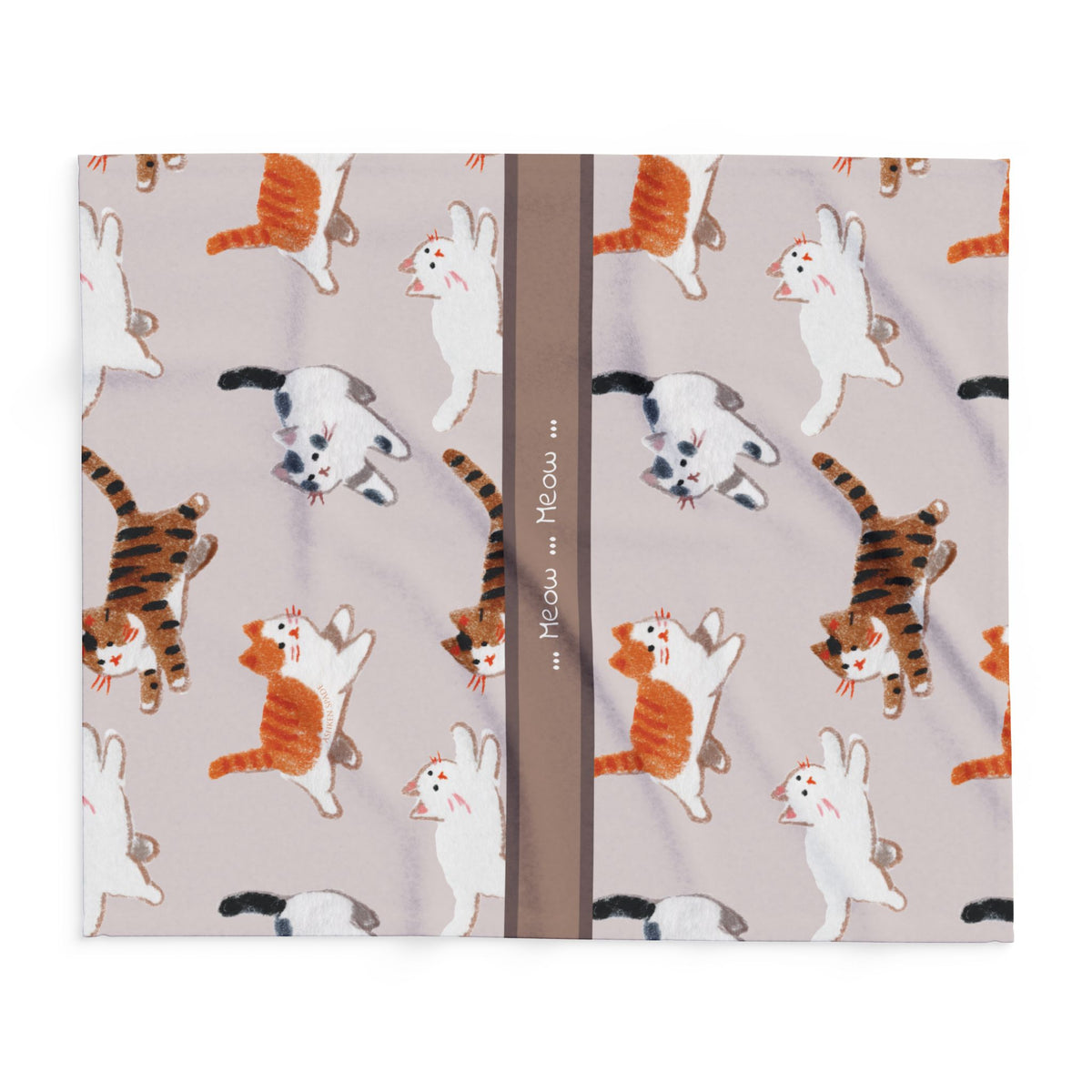 Cat Pattern Fleece Blanket — "Meow Meow" Cozy Throw for Cat Lovers