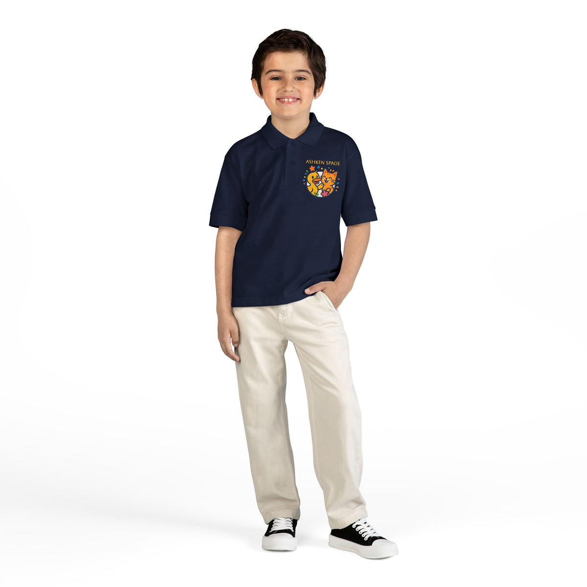 Kids Polo Shirt — Happy Cat & Duck Kids Polo Shirt
