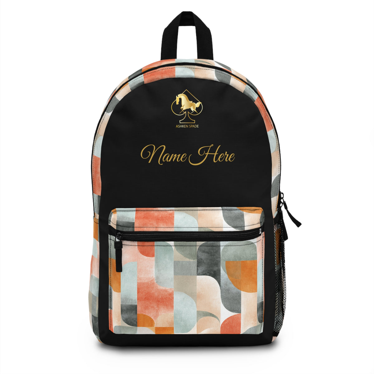 Personalized Black Retro Abstract Design Backpack