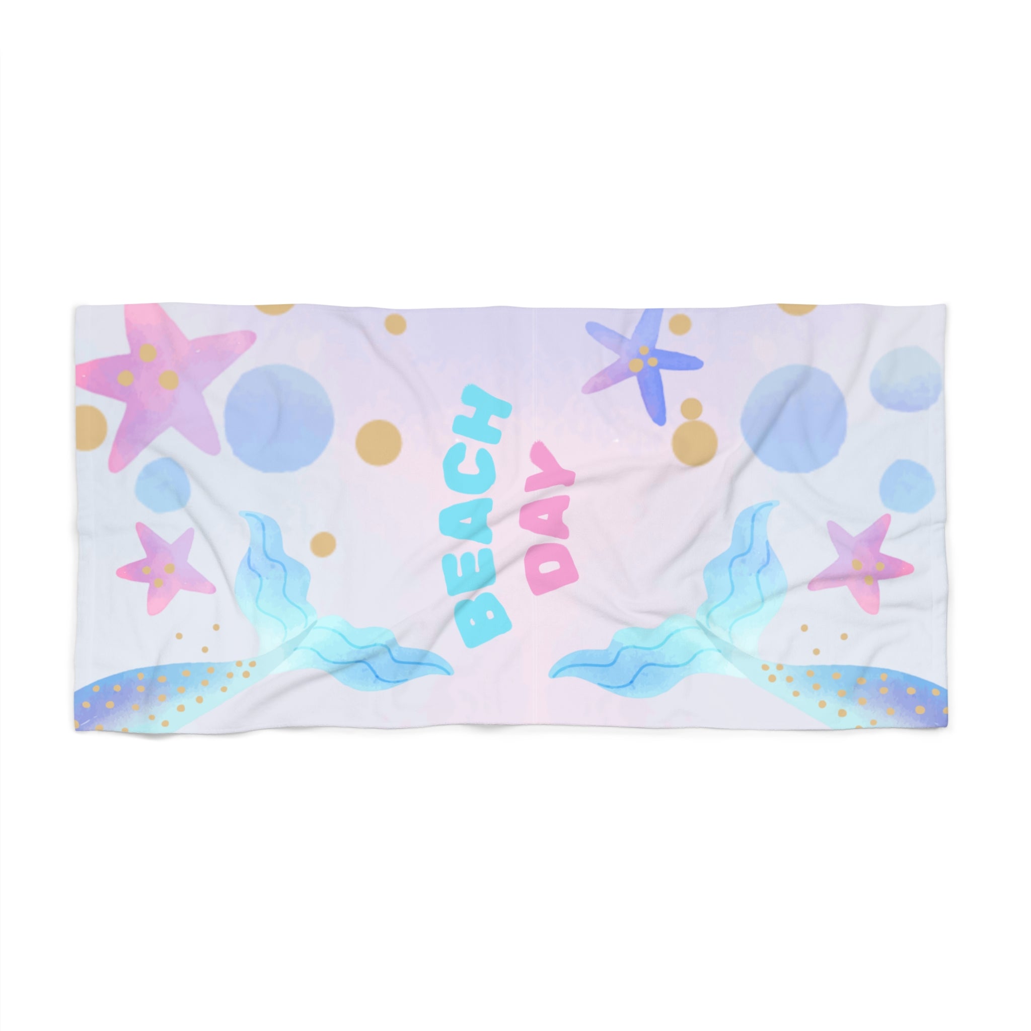 Pastel Mermaid Stars Beach Towel