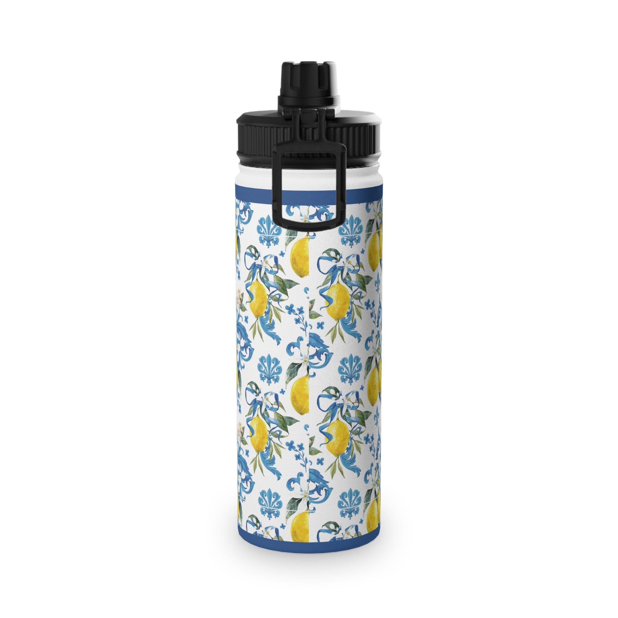 Lemon Floral Stainless-Steel Sports Bottle