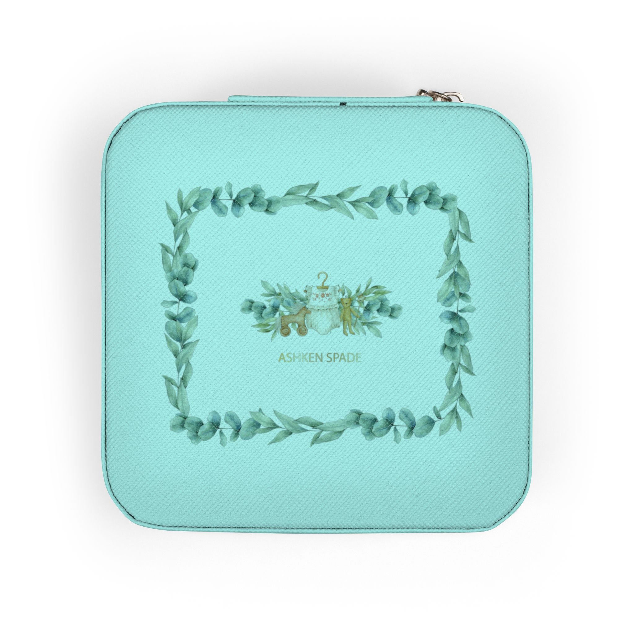 Green Wreath With Bear Jewelry Travel Case
