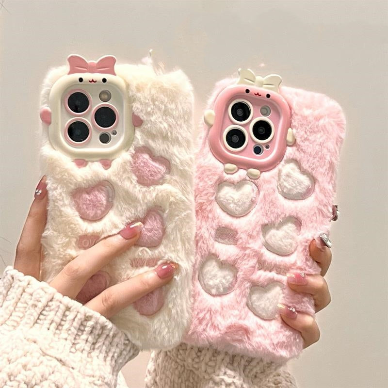Plush Loving Heart Lens Phone Case