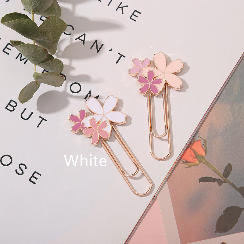 Children Learning Cherry Blossom Shape Paper Clip Bookmark Stationery