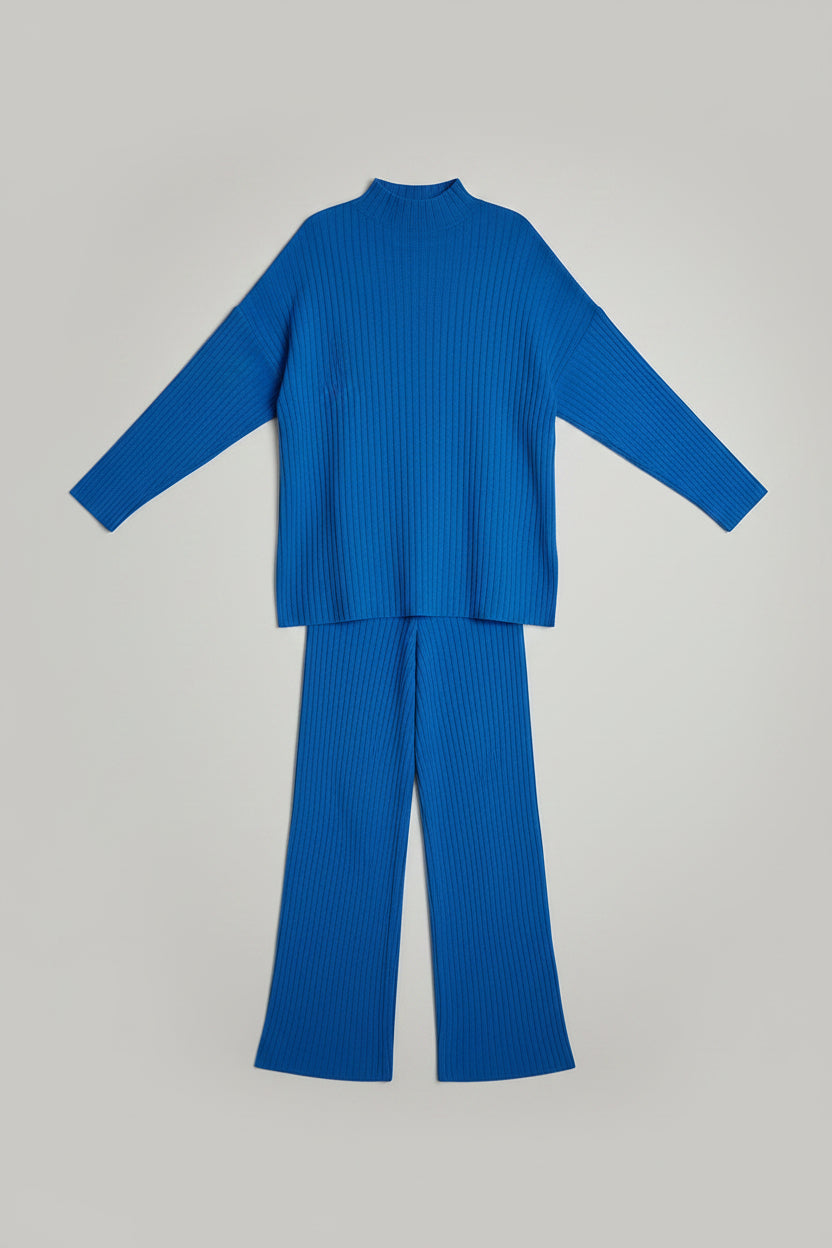 Two-piece Cross-border New Spring Leisure Slimming Solid Color Turtleneck Loose Knitted Long Sleeves Ladies