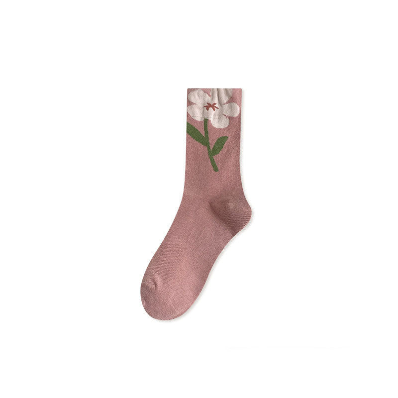 Retro Flower Mid-Calf Socks