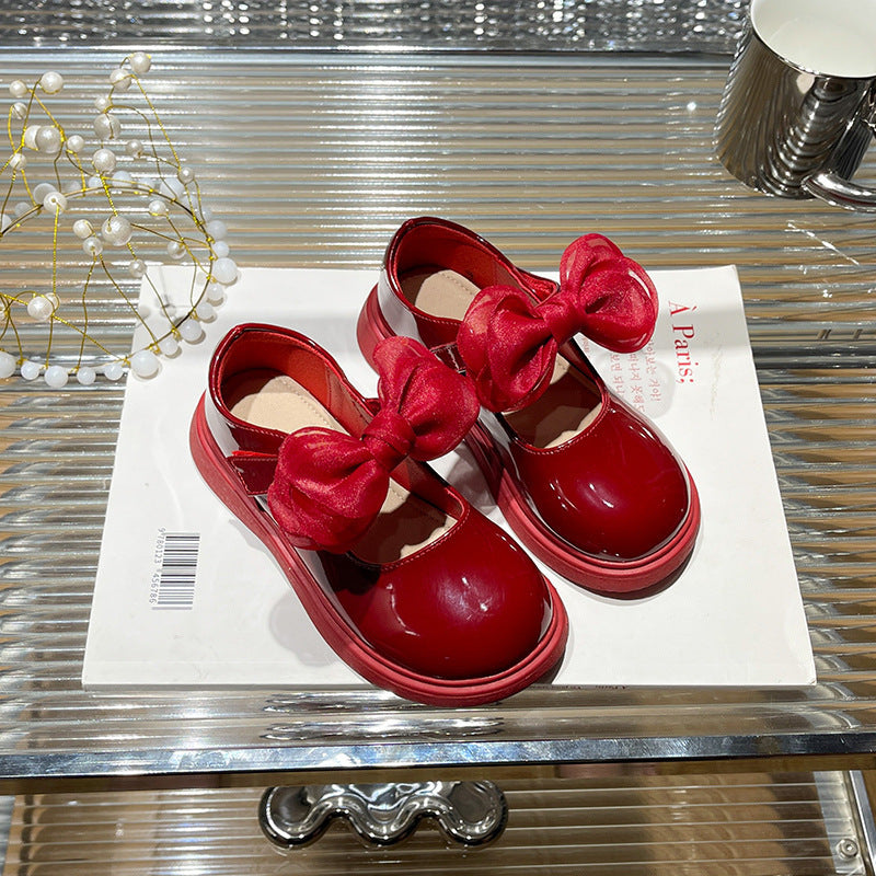 Bowknot Fairy Velcro Leather Shoes