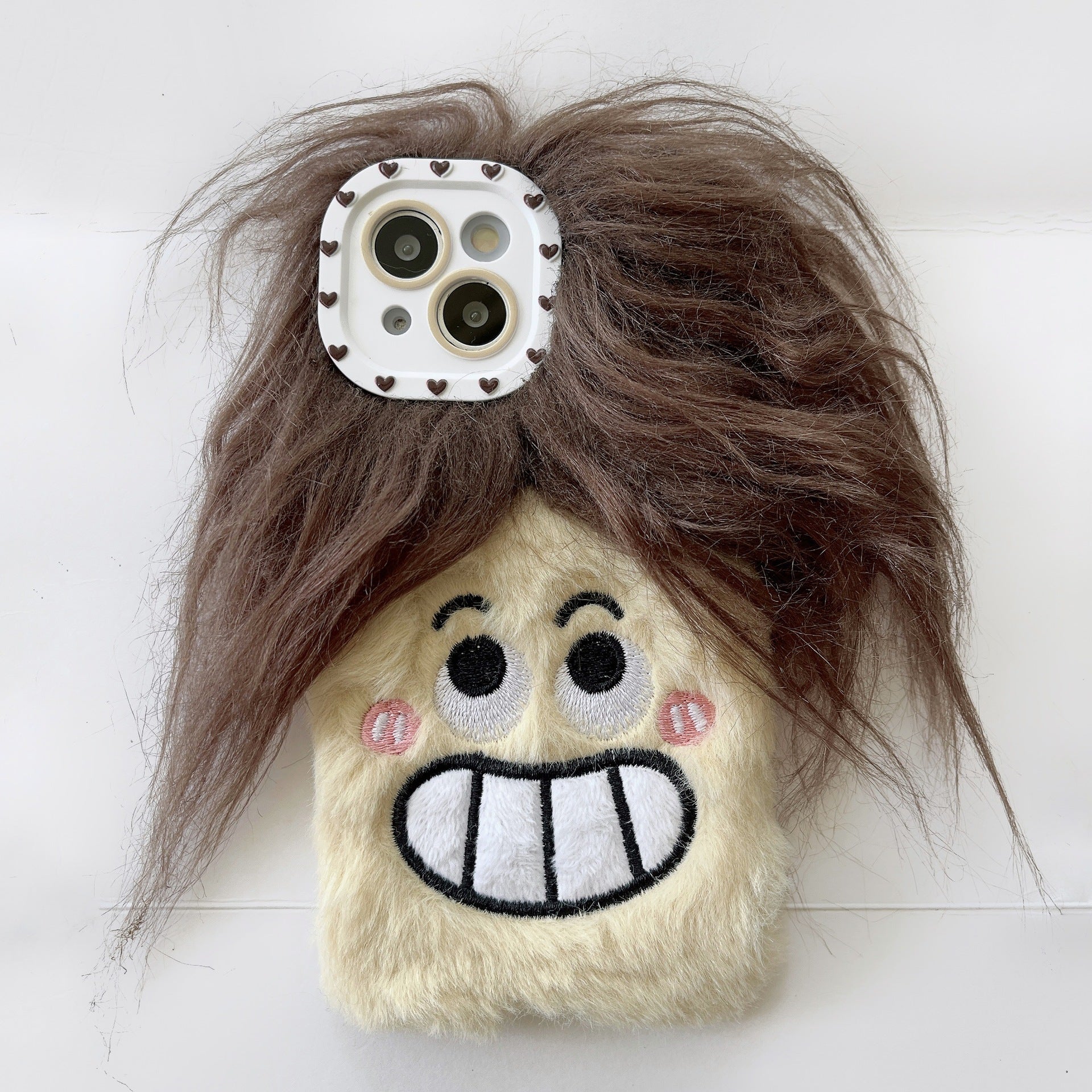 Plush Long Hair Smirk Boy Phone Case