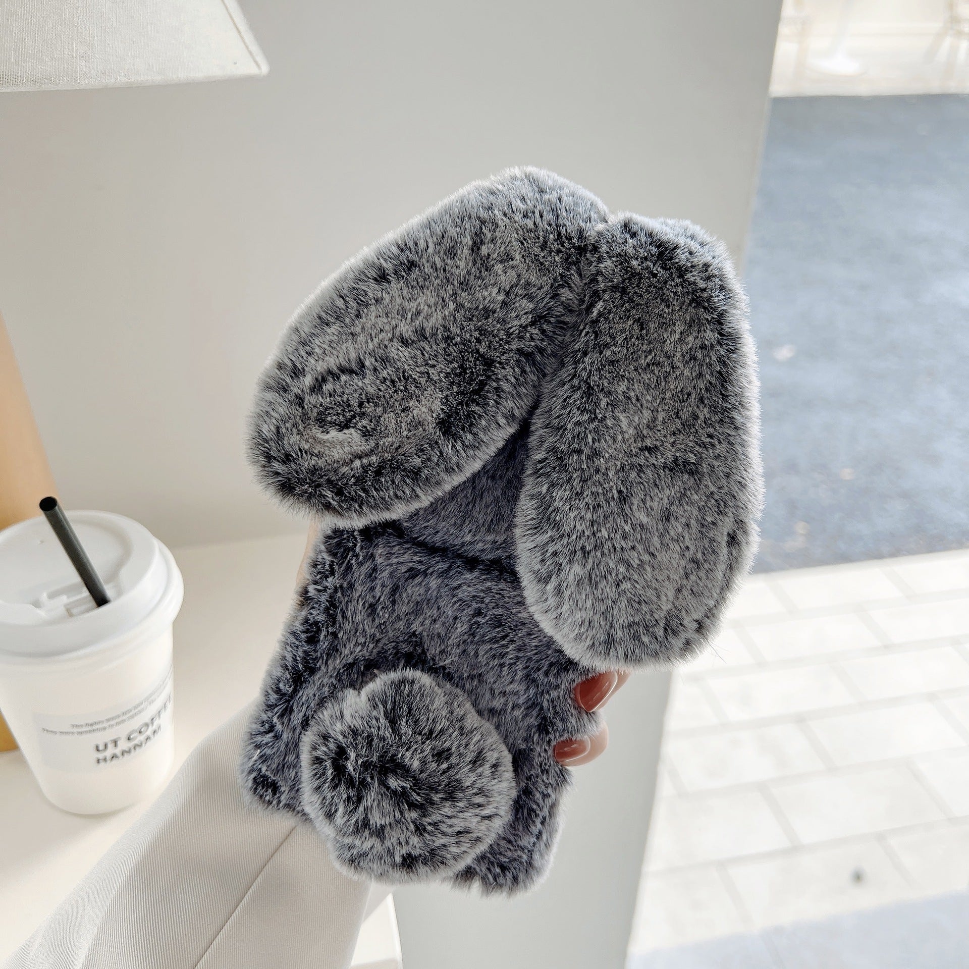 Foldable Screen Plush Rabbit Ears Mobile Phone Protective Case