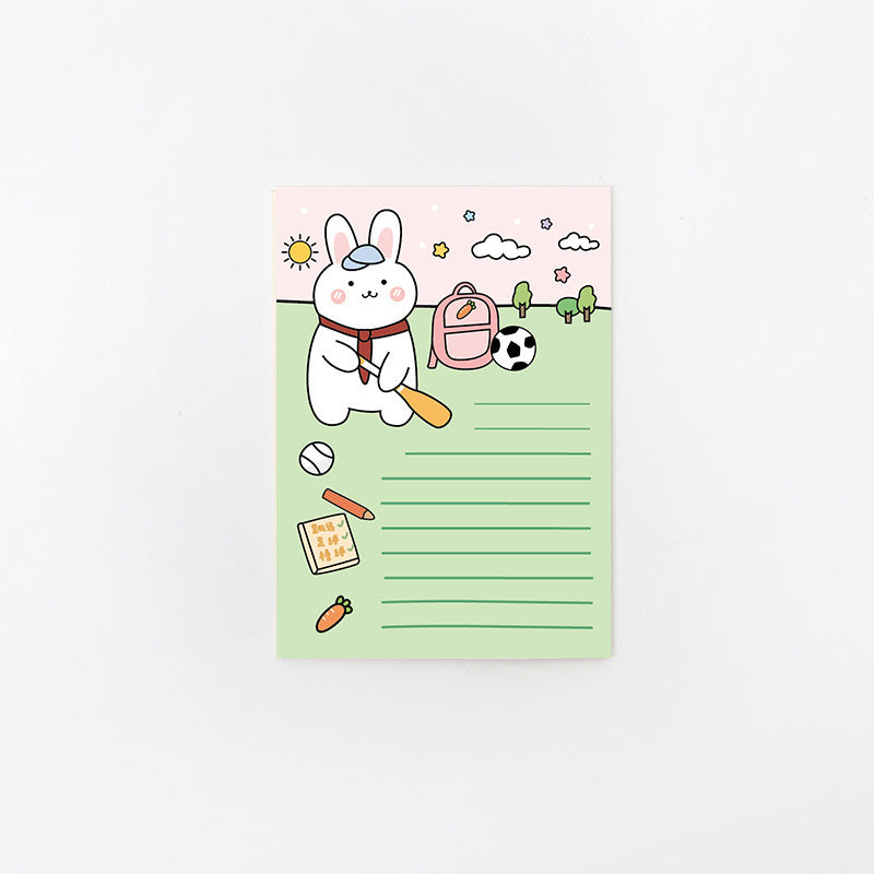 Cute Happy Rabbit Cartoon Plaid Note Stationery