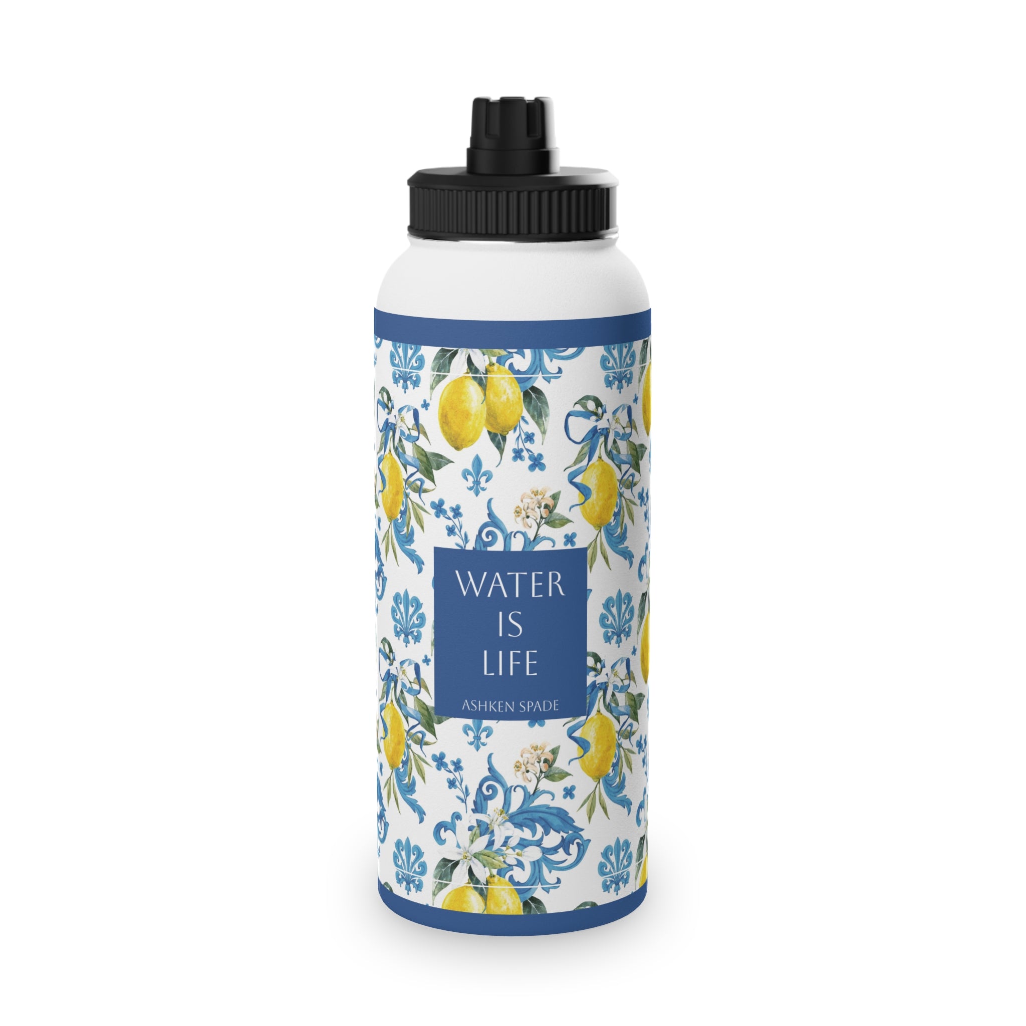 Lemon Floral Stainless-Steel Sports Bottle