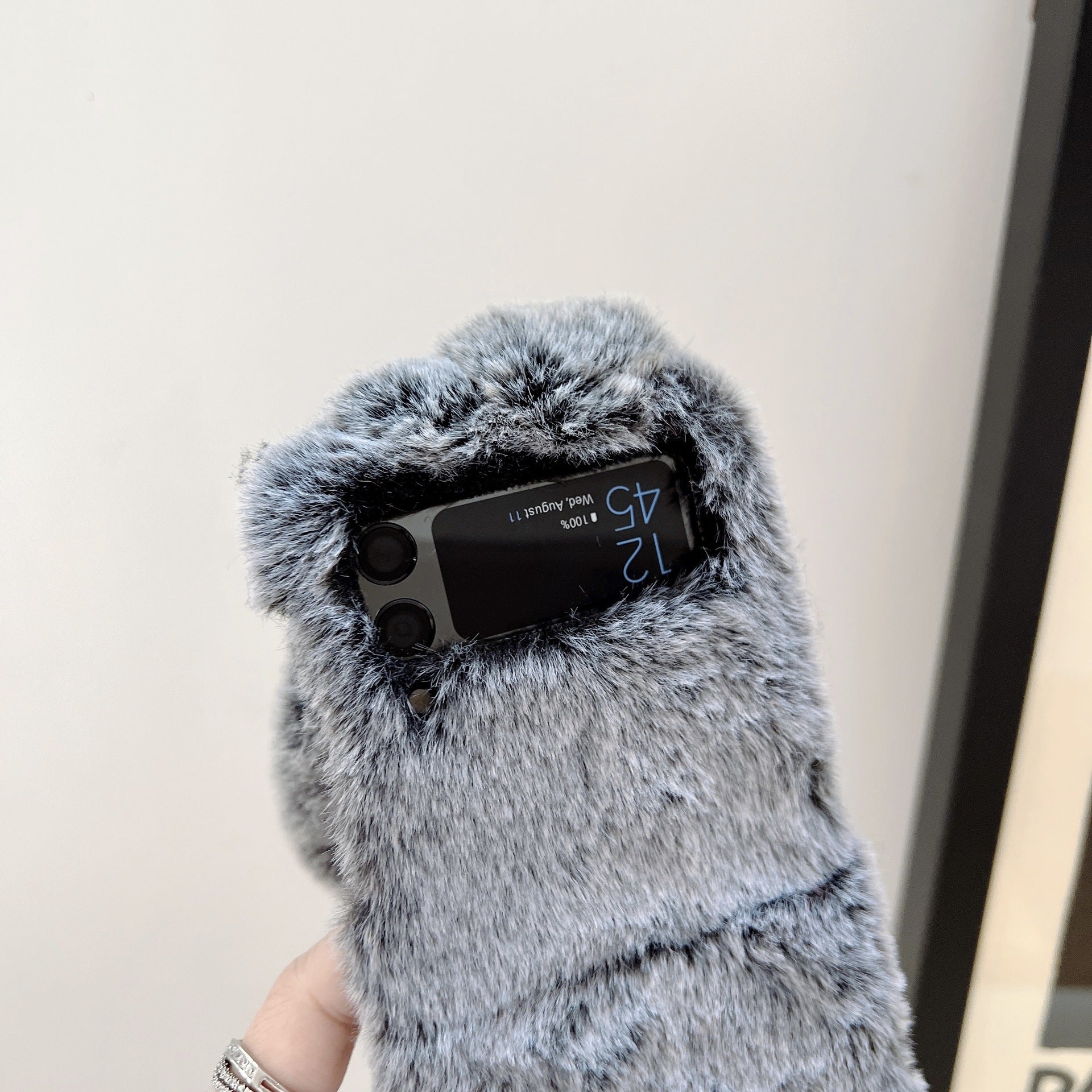 Foldable Screen Plush Rabbit Ears Mobile Phone Protective Case