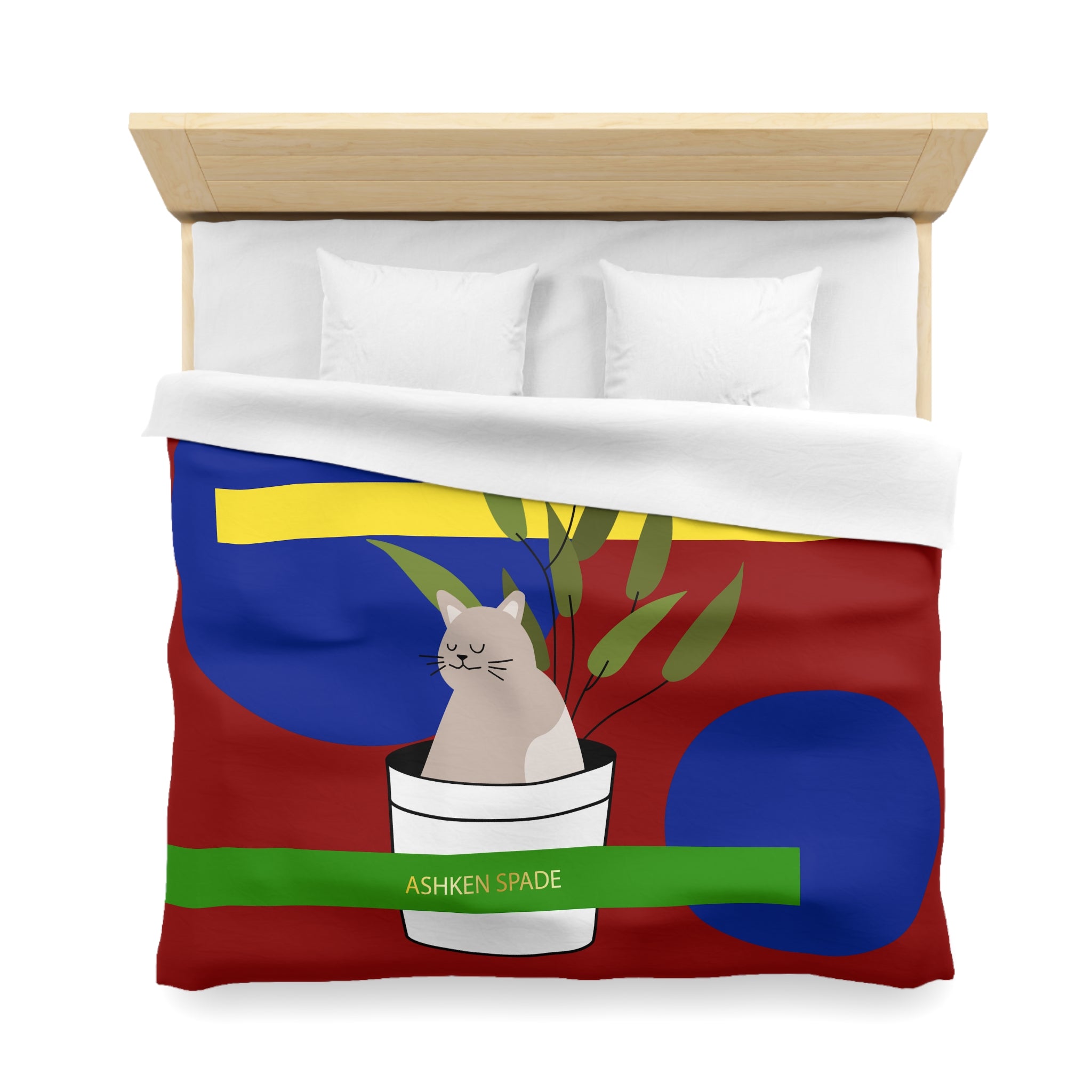 Red Cozy Cat & Plant Duvet Cover